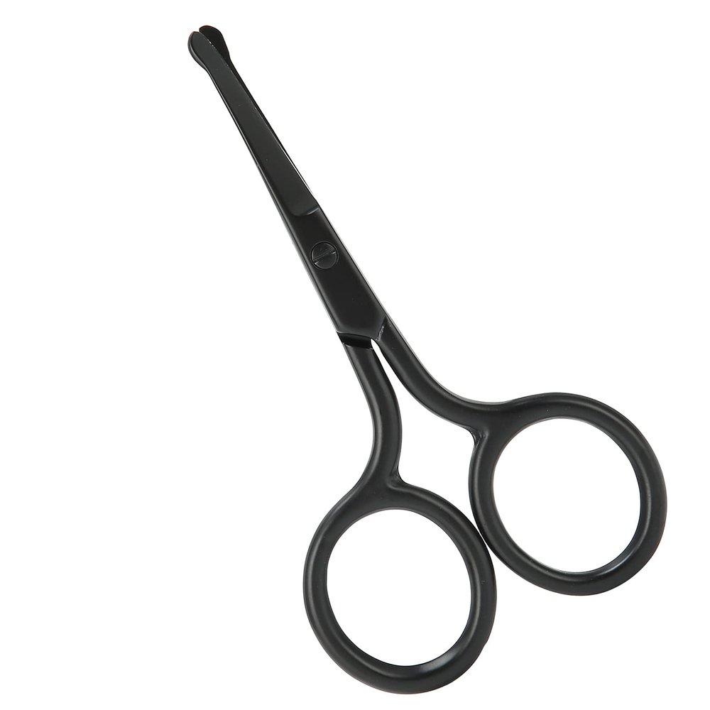 Nose Hair Scissors Rounded Tip, Stainless Steel Curved Blade Facial and Beard Trimmer