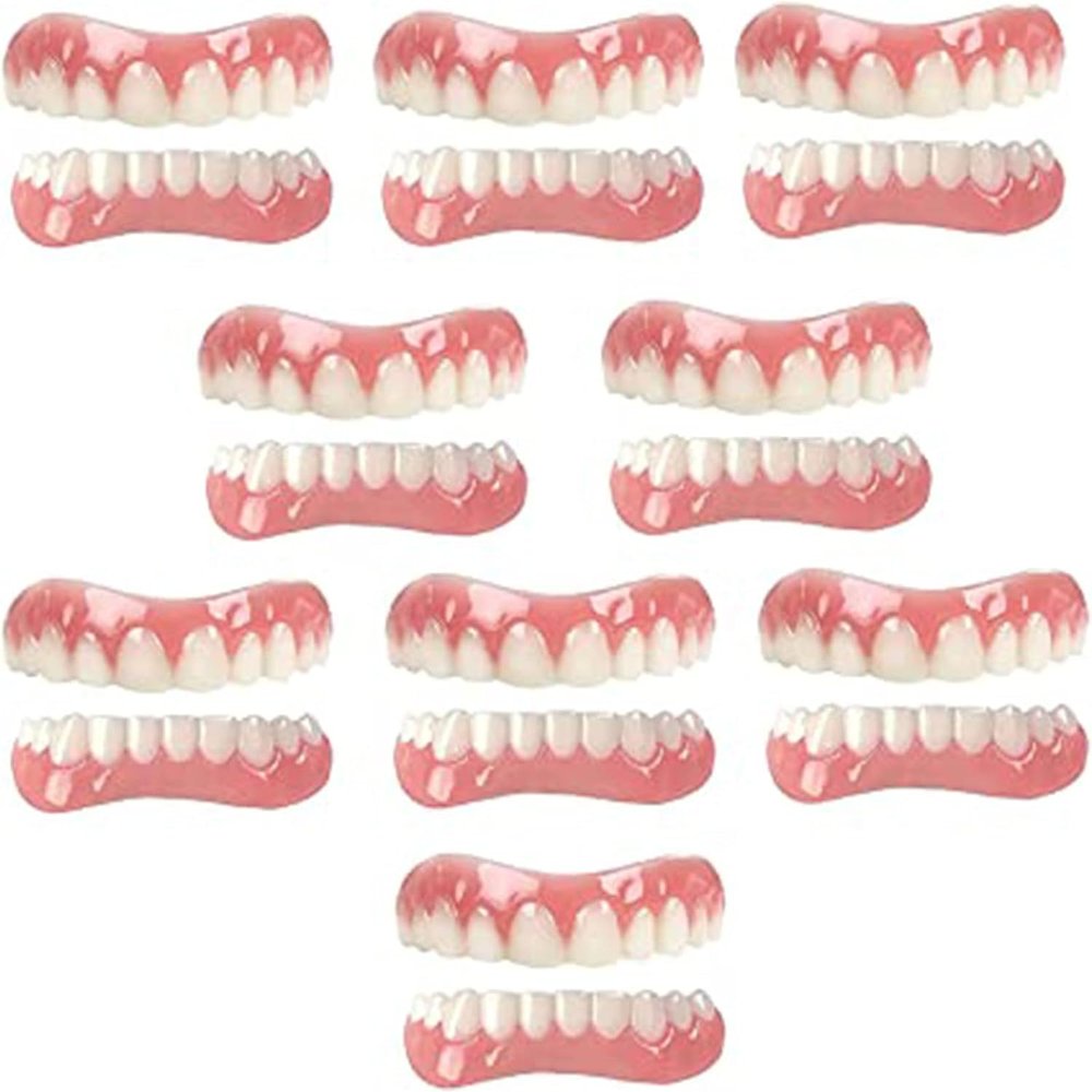 AahArya Prosthesis Teeth Instant Comfortable Dentures Cosmetic Veneer False Teeth for Men Women Temporary Prosthesis Teeth Top and Bottom False Teeth Smile Silicone Dental Prostheses,A,9PCS