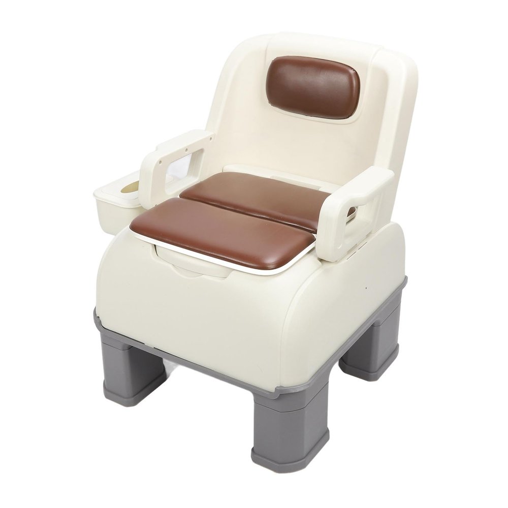 16 Toilet Chairwith Handles, Adjustable Mobile Portable Toilets, Anti Slip and Anti Rollover, Adult Potty Chair Load 660 Lb, Removable Armrest, Wide and Comfortable Seating