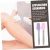 Angoily 4pcs Silicone Wax Applicator Spatulas Portable Handheld Cream Applicator Sticks for Home Waxing Hair Removal with Curved Design in Purple and Pink view 3