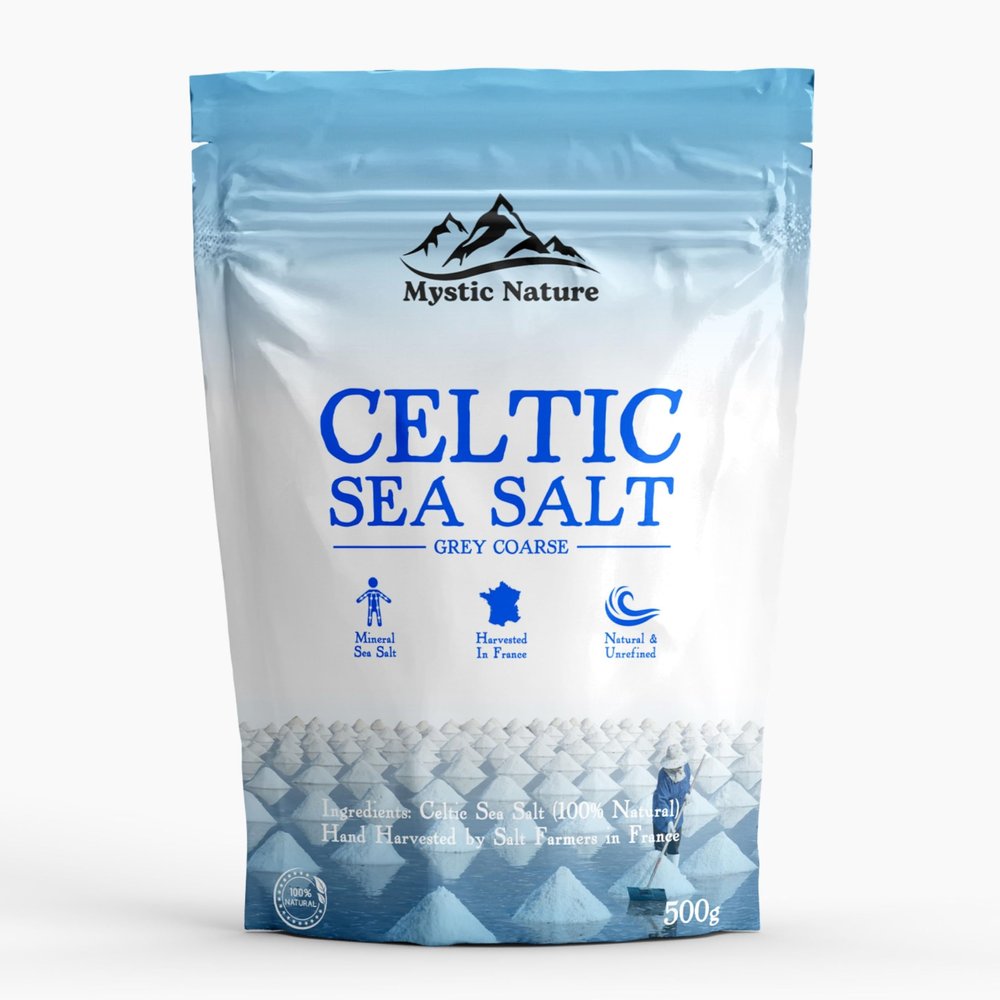 Mystic Nature Celtic Sea Salt - 500g | 100% Natural Unrefined Mineral Rich Celtic Salt Crystals From France | Rich In Minerals & Trace Elements