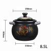 Ceramic Casserole Pot for Cooking Stew Pot Flower Pattern Double Handle Clay Pot Earthen Pot Heat-Resistant Kitchen Cookware with Lid (Size : 8L) view 2