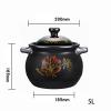 Ceramic Casserole Pot for Cooking Stew Pot Flower Pattern Double Handle Clay Pot Earthen Pot Heat-Resistant Kitchen Cookware with Lid (Size : 5L) view 2