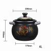 Ceramic Casserole Pot for Cooking Stew Pot Flower Pattern Double Handle Clay Pot Earthen Pot Heat-Resistant Kitchen Cookware with Lid (Size : 4L) view 2