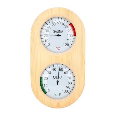 BusoTh Wooden Sauna Room Thermometer Hygrometer 2 in 1, 0-120 Temperature, 0-100% Humidity, Wall Mounted for Sauna, Steam Room, Bathroom