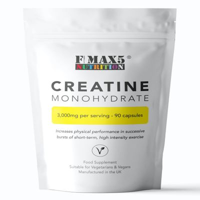 Creatine 3000mg (per Serving) - 90 Micronised Creatine Monohydrate 750mg Vegan Capsules - UK Made