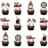 24 PCS Hot Car Cupcake Toppers Race Car Party Decorations Checkered Theme Cake Decoration for Boy Girl Baby Shower Birthday Party Cake Decors Supplies view 1