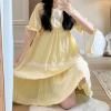 HOLABONITA Yellow Dress for Women Half Sleeve Midi Dress Summer Dress Pleated Party Birthday Dress Strap Female Dress (Color : Yellow, Size : M) view 3