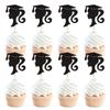 Cyodoos 24pcs 2024 Girl Graduation Theme Black Cupcake Toppers Girl Graduate Silhouette Cupcake Picks 2024 Students Graduation Theme Party Cake Decorations Supplies view 1