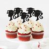 Cyodoos 24pcs 2024 Girl Graduation Theme Black Cupcake Toppers Girl Graduate Silhouette Cupcake Picks 2024 Students Graduation Theme Party Cake Decorations Supplies view 2