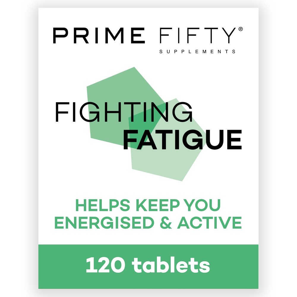 Prime Fifty Fighting Fatigue Supplement 120 Day Supply Energy Tablet with Vitamin B12, Magnesium & Iron for Over 50s Co-Enzyme & C, D & B Vitamin Tablets for Tiredness & Fatigue