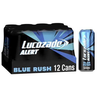Lucozade Alert Energy Drink Blue Rush 500ml (Pack of 12)