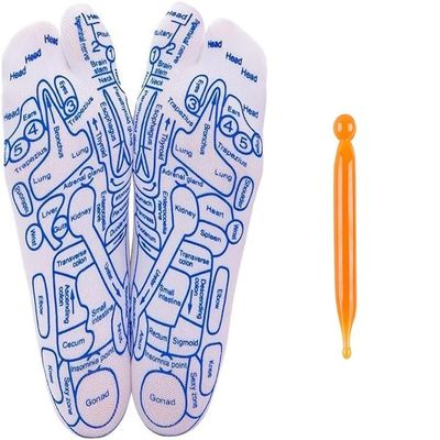 Acupressure Reflexology Socks, Acupressure Reflexology Tools Set with Acupoint Pen, Foot Massage Pain Relief Acupuncture Socks, Cotton Reflexology Acupressure Charts in English (Color : Men, Size :