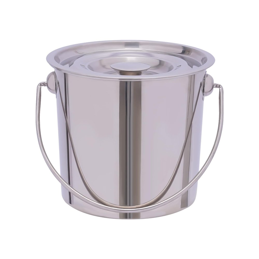 6L Stainless Steel Bucket with Lid, Food Industrial Bucket, Kitchen Bucket, Milk Bucket, Food Bucket, Champagne Cooler, Ice Cube Bucket (6L)