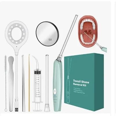 MiBrush Electric Tonsil Stone Removal Kit - Instant Suction Pipette, Irrigator Syringe, 5X Magnifying Mirror & Tongue Depressor - Removes Tonsil Stones Fast - for Healthy Tonsils & Fresh Breath