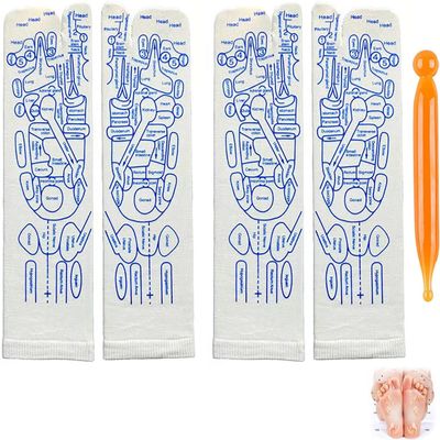 Acupressure Reflexology Socks, Acupressure Reflexology Tools Set with Acupoint Pen, Foot Massage Pain Relief Acupuncture Socks, Cotton Reflexology Acupressure Charts in English ( Color : Men , Size :