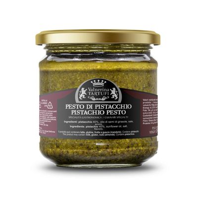 Valnerina Tartufi Pistachio Pesto | Bruschette and Starter Saucet, Ready Pasta Seasoning Sauce | Gastronomic Specialty | 180 gr jar.