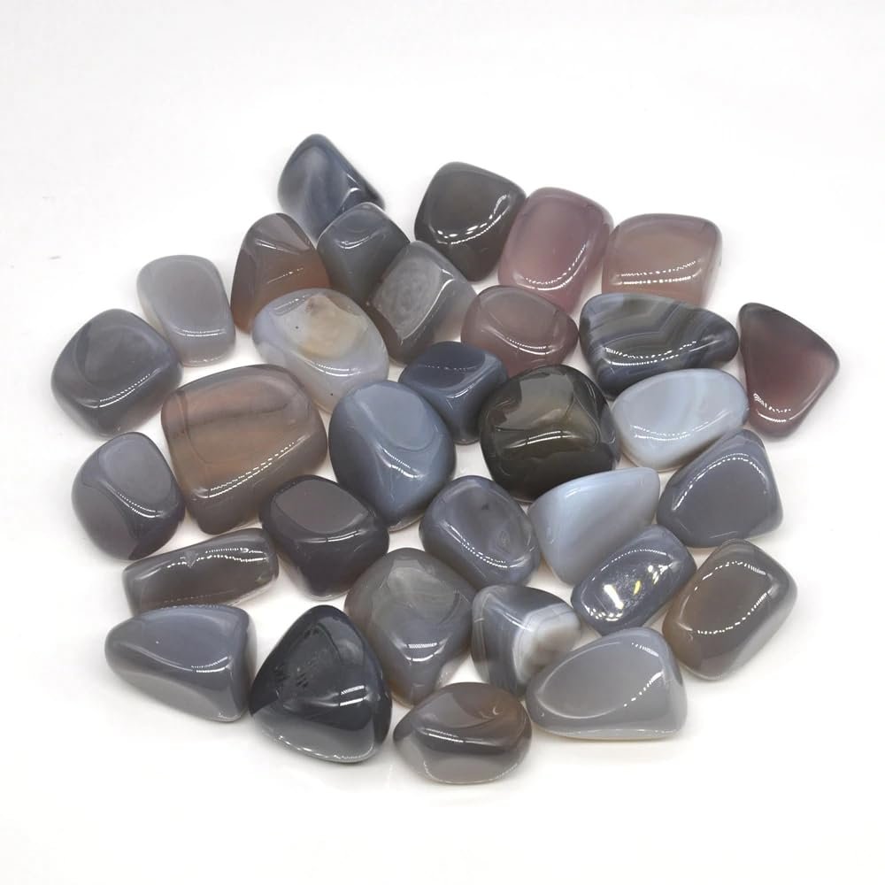 100g Natural Grey Agate Tumbled Stones Bulk Crystals Polished Raw Aquarium Decoration Minerals