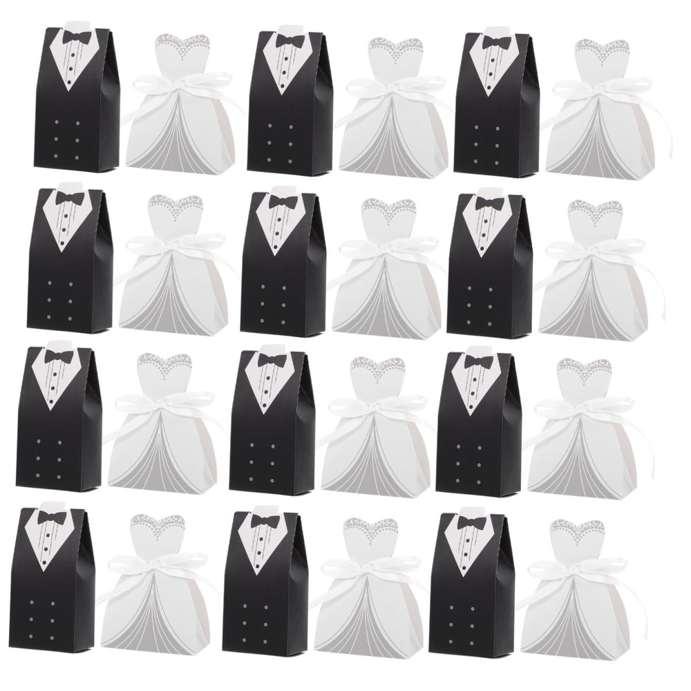 PRETYZOOM 100pcs Romantic Candy Holders for Weddings Unique Bride Groom Design Treat Cases Decorative Storage Boxes for Parties Birthdays and Celebrations