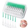guowanpp 200 Pieces Dual-Use Interdental Brushes, Silicone Dental Brushes, Blue Tooth Floss Picks, Picks Interdental Brush, Teeth Brush Picks for Braces Oral Cleaning (Green) view 1