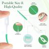 guowanpp 200 Pieces Dual-Use Interdental Brushes, Silicone Dental Brushes, Blue Tooth Floss Picks, Picks Interdental Brush, Teeth Brush Picks for Braces Oral Cleaning (Green) view 3