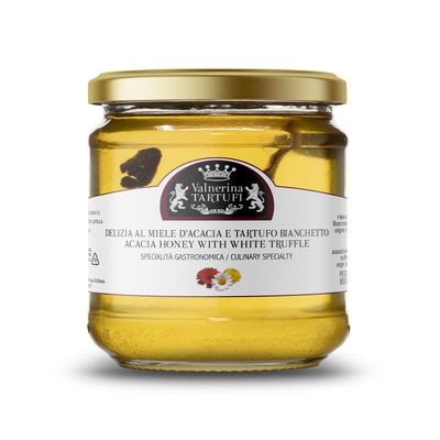 Valnerina Tartufi White Truffle Honey | Honey Delight with White Truffle | Cheese Gastronomic Specialty | Jar 250 gr.