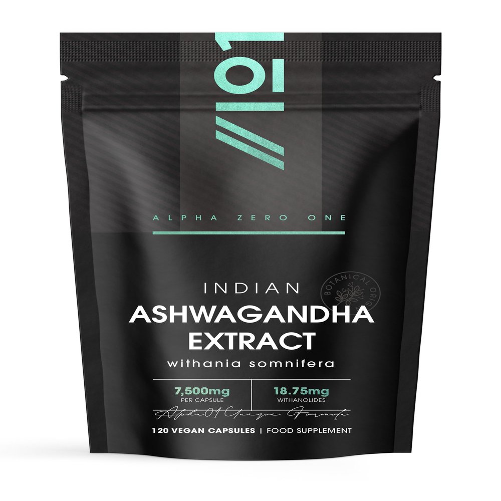 Ashwagandha Extract 7500mg - 5% Withanolides (18.75mg) - 120 Vegan Capsules - Made with BioPerine Black Pepper for Higher Bioavailability (4 Month Supply) by Alpha01