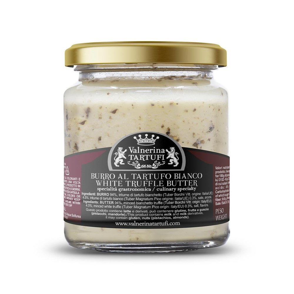 Valnerina Tartufi White Truffle Butter | Gastronomic Specialty for Crostini, Bruschetta, Starters, First and Second Dishes | 80 gr jar.