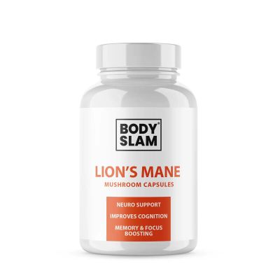 BODYSLAM Lions Mane Mushroom Extract | 90x 500mg Capsules | 45000mg Tub | Memory Boosting