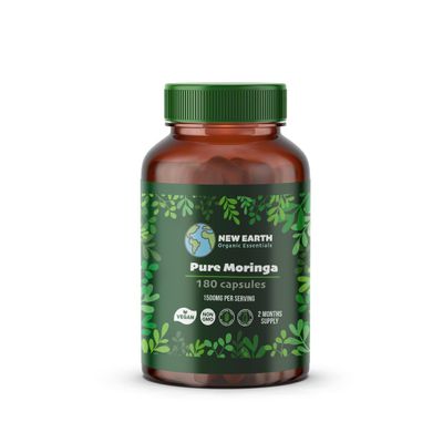 Pure Moringa Capsules - Pure Moringa Oleifera Leaf Powder -180 Vegan Capsules
