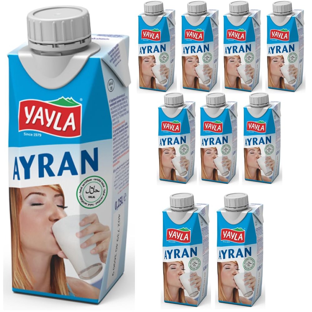 By Pufai Grocery, Yayla Ayran Natural Yoghurt Drink Ayran 250 millimeter, 10 Bottles
