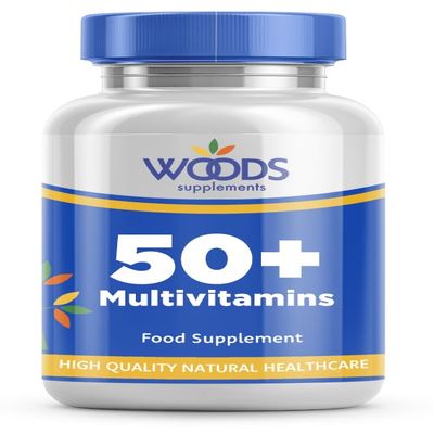 Woods Supplements - 50+ Multivitamins 90x Tablets Multi Vitamins for Men and Women 50 Plus with Minerals, Vitamins A, B, C, D, E, Folic Acid, Zinc, Selenium and Ginkgo Biloba