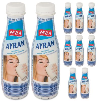 By Pufai Grocery, Yayla Ayran Natural Yoghurt Drink Ayran 330 millimeter 10 Bottles