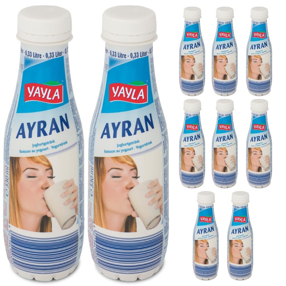 By Pufai Grocery, Yayla Ayran Natural Yoghurt Drink Ayran 330 millimeter 10 Bottles