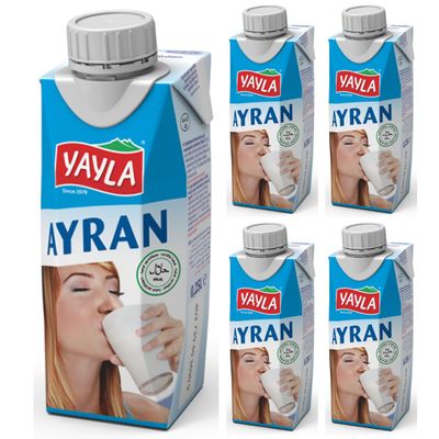 By Pufai Grocery, Yayla Ayran Natural Yoghurt Drink Ayran 250 millimeter 5 Bottles