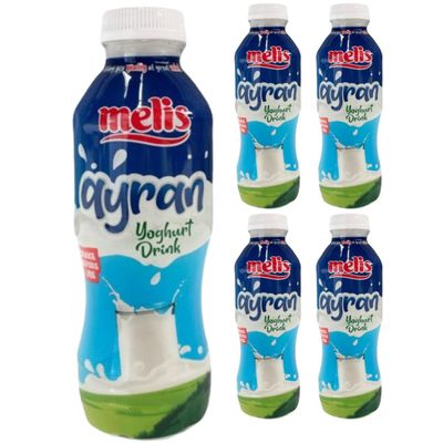 By Pufai Grocery, Melis Ayran Natural Yoghurt Drink Traditional Turkish Drink Ayran 250 millimeter x 5 Bottles