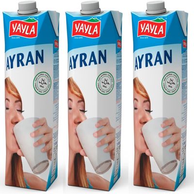 By Pufai Grocery, Ayran Natural Yoghurt Drink Traditional Turkish Drink Ayran 1000 millimeter x 3 Bottles