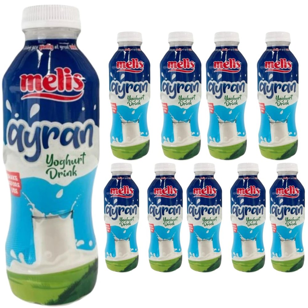 By Pufai Grocery, Melis Ayran Natural Yoghurt Drink Traditional Turkish Drink Ayran 250 millimeter x 10 Bottles