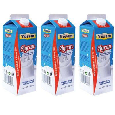 By Pufai Grocery, Yorem Ayran Natural Yoghurt Drink Traditional Turkish Drink Ayran 1000 millimeter x 3 Bottles