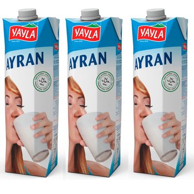 By Pufai Grocery, Yayla Ayran Natural Yoghurt Drink Ayran Turkish Traditional Drink Ayran 1000 millimeter x 3 Bottles
