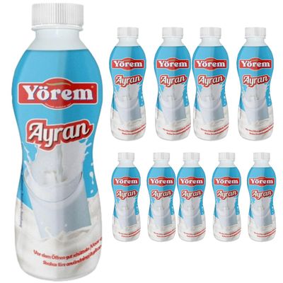 By Pufai Grocery, Yorem Ayran Natural Yoghurt Drink Traditional Turkish Drink Ayran 700 millimeter x 10 Bottles