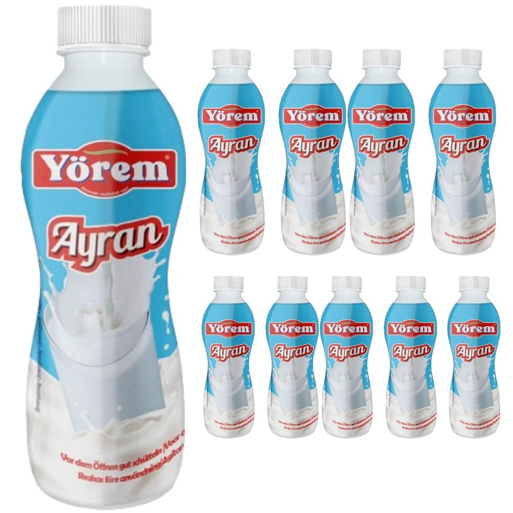 By Pufai Grocery, Yorem Ayran Natural Yoghurt Drink Traditional Turkish Drink Ayran 700 millimeter x 10 Bottles