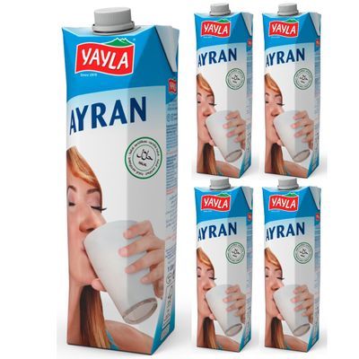 Yayla Ayran Natural Yoghurt Drink Ayran 1000 millimeter x 5 Bottles by Pufai Grocery