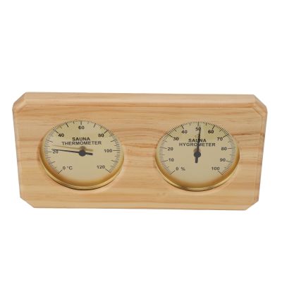Fabater 2 in 1 Wooden Sauna Hygrothermograph, High Temperature Resistant Indoor Thermometer, Humidity Meter, Sauna Thermometer and Wooden Hygrometer for Hotels
