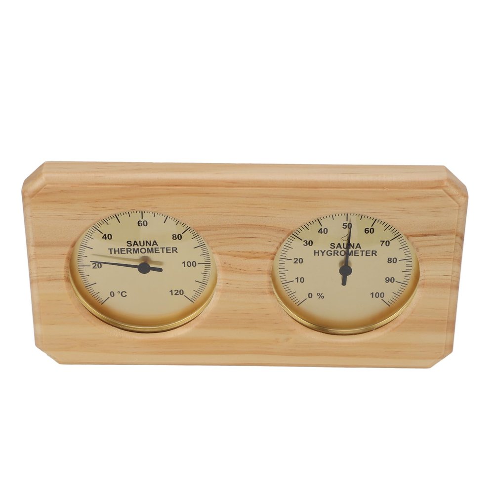 Fabater 2 in 1 Wooden Sauna Hygrothermograph, High Temperature Resistant Indoor Thermometer, Humidity Meter, Sauna Thermometer and Wooden Hygrometer for Hotels