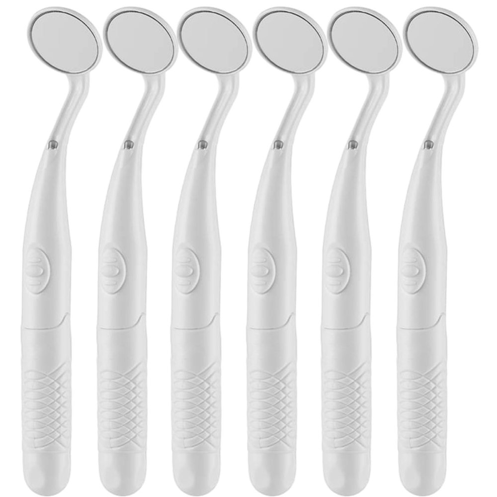 6 Packs Dental Mirror with Light Teeth Inspection LED Mirror Anti-Fog Curve Angle Oral Care Tools