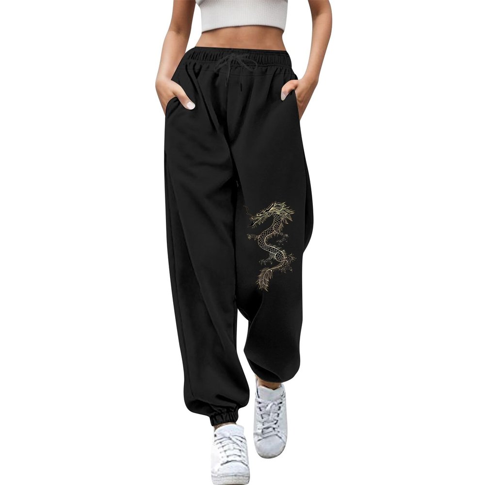 Women Causal Baggy Plain Jogging Sport Jogger Sweatpants Loose Trousers with Pockets Training Lounge Pants Tracksuit Bottoms