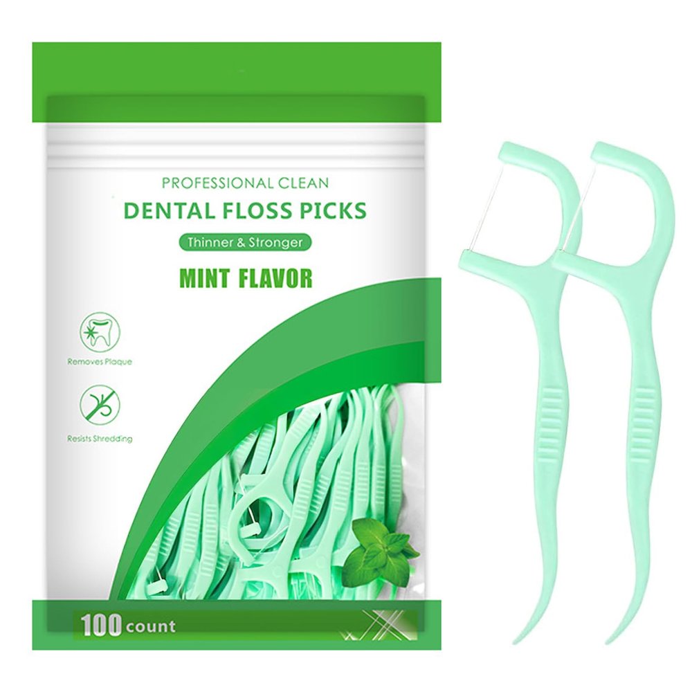 100 Pieces Dental Floss, Dental Floss, Dental Arch with Handle, Mint Smell, Hygienic and Portable, for Teeth Cleaning, Oral Care, Fresh Breath