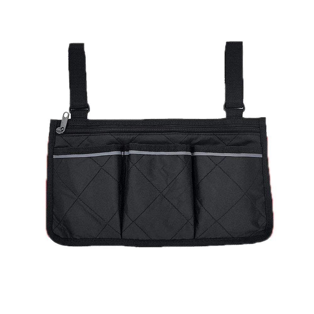 RUVANE Wheelchair Side Bag with Large Cup Holder | Larger Sized, Side Bags to Hang on Side with Bright Line Waterproof Fits Walkers, Scooters (Black) Star of Light