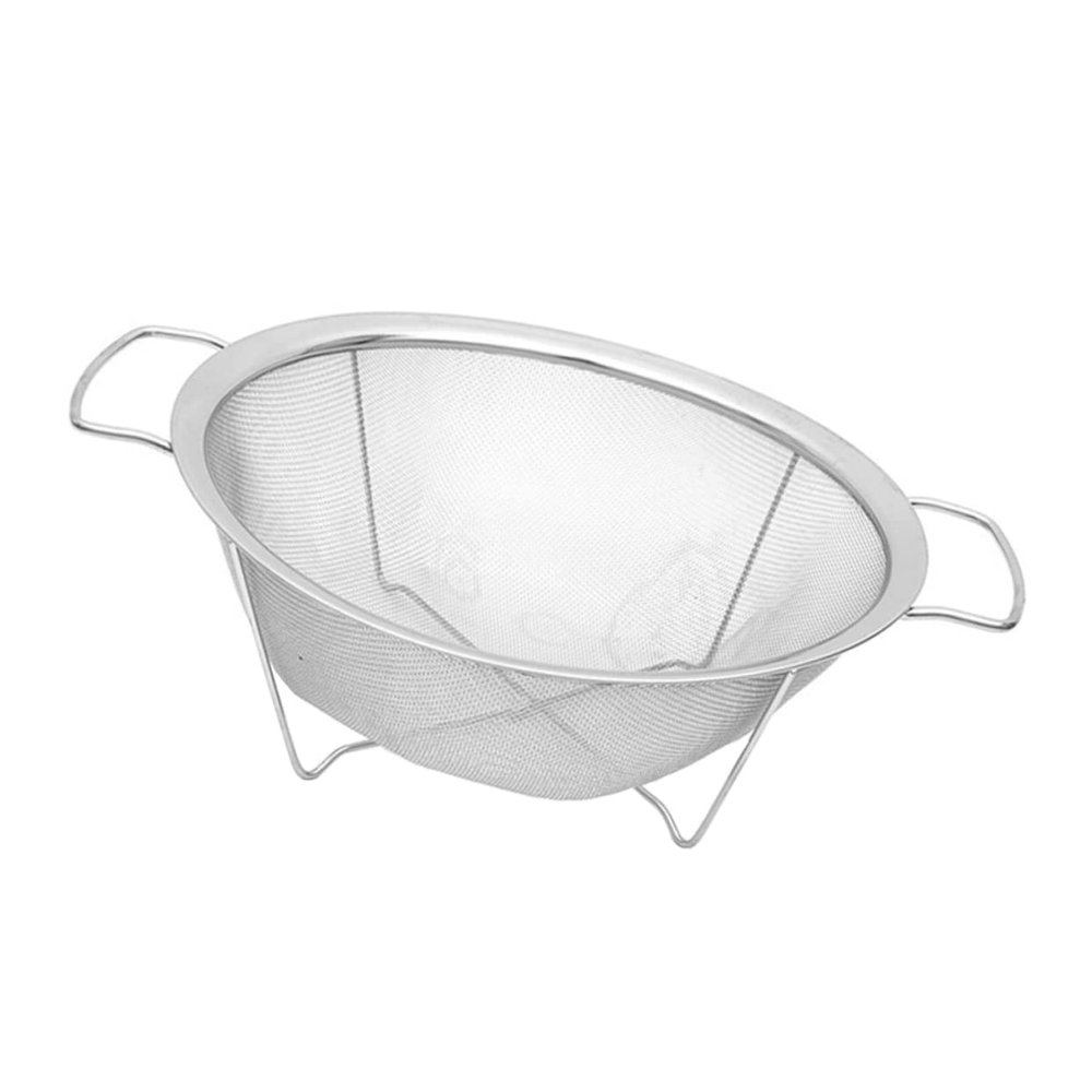 OFFSCH Stainless Steel Double-Handle Vegetable Washing Basket 22.5cm with Fine Drain Holes Multipurpose Food Drainer for Kitchen Fruit and Vegetable Cleaning